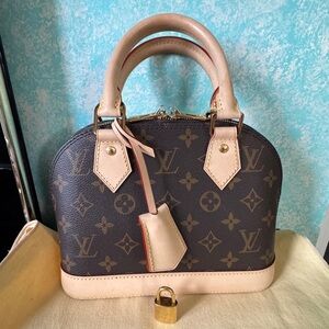 Louis Vuitton  Monogram Alma BB Natural Vachetta Trim